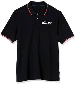 เสื้อโปโลแขนสั้นสีดำสำหรับผู้ชาย ปักโลโก้ ผ้าปิเก้ สวมใส่สบายๆ - Product Image 1