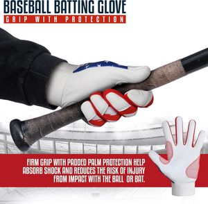 Guantes de Bateo de Béisbol y Sóftbol de Cuero para Primera Base - Bandera Americana para Jóvenes y Adultos Unisex - Product Image 5