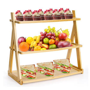 Support de service en bois à 3 niveaux pour fruits, cupcakes, sandwichs, usage domestique - Product Image 1