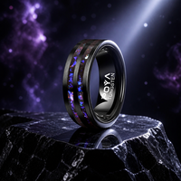 Bague de mariage pour homme en carbure de tungstène noir de 8 mm avec incrustation de pierres colorées effet galaxie et sable noir, ajustement confortable, vente en gros