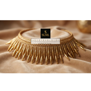 Exquise dentelle tressée dorée Zenith de luxe, écologique, à motif géométrique, à franges de perles zig-zag à passage rapide - Product Image 1