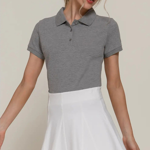 T-shirt polo uni en coton de haute qualité à séchage rapide pour femme, coupe ajustée, décontracté, style uniforme scolaire/bureau - Product Image 1
