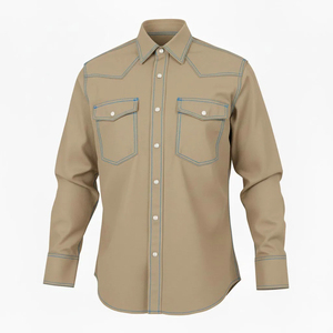 2026 Flame-Retardant Western <b>Welding</b> <b>Shirt</b> Men Long Sleeve Workwear Triple-Stitched Heavy Duty Cotton Twill Breathable Quick Dry - Product Image 3