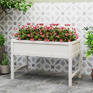 Jardinière surélevée en bois blanc pour fleurs et plantes vertes, style rustique - Product Image 3
