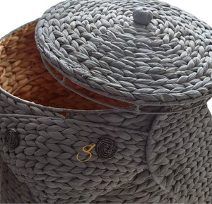 Cesta de Jacinto de Agua con Forma de Elefante, con Tapa Extraíble, Gris Oscuro, Organizador Decorativo Tejido para Juguetes - Product Image 2