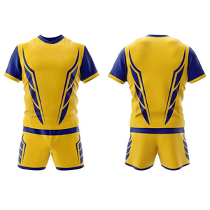 Conjunto de Camiseta de Rugby Sublimada Personalizada Unisex, Amarillo y Azul, Manga Corta, Transpirable, Absorbente de Humedad, Poliéster Elástico en Cuatro Direcciones - Product Image 6