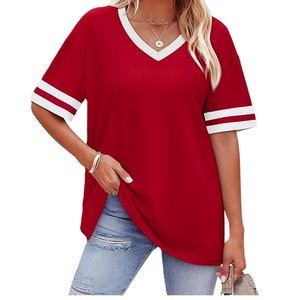 Camiseta de Cuello en V Personalizada para Mujer, la Más Vendida, 100% Algodón, Transpirable, Ecológica, de Manga Corta para Verano, Hecha en Bangladesh - Product Image 3
