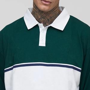 Chemises polo à manches longues en jersey rayé à blocs de couleur en coton de haute qualité avec logo brodé personnalisé 2026 - Product Image 2