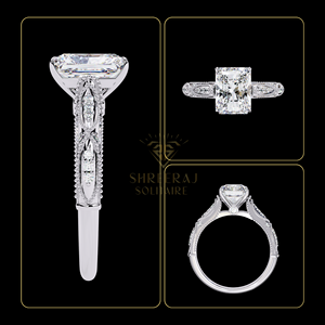 แหวนหมั้นเพชร Radiant Lab Grown Diamond น้ำหนัก 3.20 กะรัต แบบคลาสสิควินเทจ พร้อมใบรับรอง IGI ทองคำแท้ 14K 18K ขายส่ง - Product Image 4