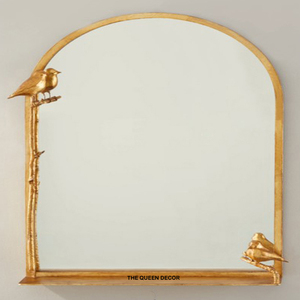 Miroirs muraux décoratifs en métal avec cadre rond, motif feuille, couleur or et blanc, très demandés pour la maison et le salon - Product Image 4