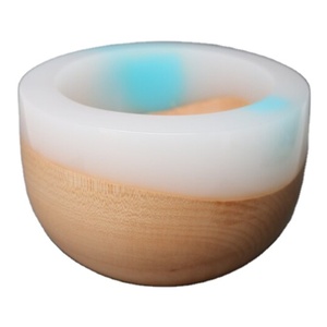 Ensaladera de resina epoxi de alta calidad nublada y madera, ensalada de madera de Mango, pegatina esmaltada para ensalada, cuenco estampado, juegos de vajilla, cuencos - Product Image 1