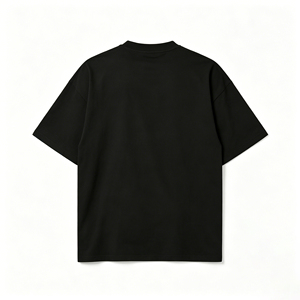 เสื้อยืดคอกลมแขนสั้นสีดำทรงโอเวอร์ไซส์สำหรับผู้ชาย ผ้าฝ้ายเนื้อเจอร์ซีย์ สวมใส่สบาย สไตล์ลำลอง สตรีทแวร์ ทรงปกติ - Product Image 4