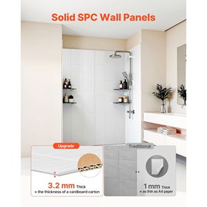 Kit de Revestimiento para Ducha SMC de Instalación Rápida, 60'' de Ancho x 36'' de Profundidad x 75'' de Altura, Paneles de Pared Impermeables de 3 Paneles, 0.14'' de Grosor, 3.5 mm - Product Image 4