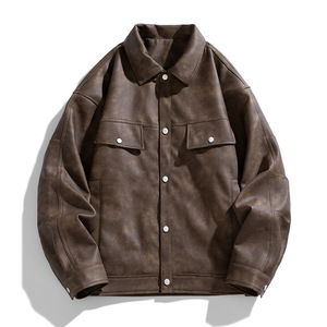 Leather <b>Jacket</b> Casual Faux Leather Motorcycle <b>Jacket</b> Outerwear Coat with Zipper Pockets Men - Product Image 5