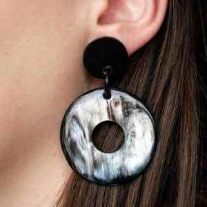 Boucles d'oreilles en corne de buffle naturelle, style antique et tendance, pour femmes, bijoux les plus vendus, design moderne, artisanat naturel - Product Image 3