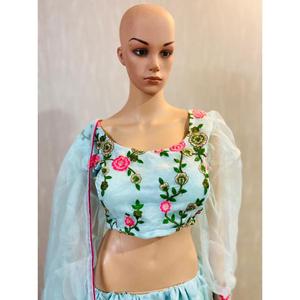 Magnifique Lehenga Choli brodé pour les fêtes, robes de soirée élégantes - Product Image 1