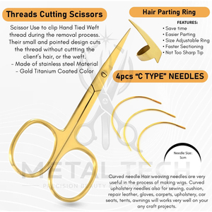 New Trending Premium Gold Finish Hair Extension Starter Kit with Specialized Pliers Extension Removal <b>Tools</b> and Carrying Case - Product Image 6