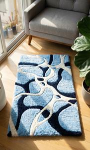 Contemporary Wool Handtufted Carpet Anti Slip Cotton Backing Geometric Pattern <b>Thick</b> Pile Medium Pile Height Commercial Home Use - Product Image 3