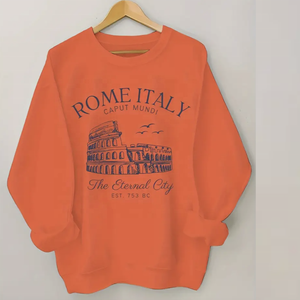เสื้อสเวตเตอร์มีฮู้ด & เสื้อสเวตเชิ้ตผ้าฟลีซพิมพ์ลายตัวอักษร London Rome Italia สำหรับผู้หญิงคอกลมลำลองระบายอากาศขนาดพลัสไซส์ - Product Image 1