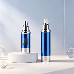 Flacon distributeur sous vide électroplaqué bleu de 15 ml, 30 ml, 50 ml avec fenêtre de visualisation - idéal pour les lotions, les bases de teint et les crèmes solaires - Product Image 1