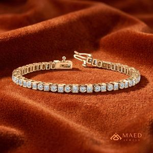 สร้อยข้อมือเทนนิสโมอิสซาไนต์สีโรสโกลด์สำหรับผู้หญิง สร้อยข้อมือแบบโซ่และแบบเชื่อมต่อ ประดับด้วยหินทรงกลม เครื่องประดับแฟชั่นเก๋ไก๋ ของขวัญวันครบรอบ - Product Image 3