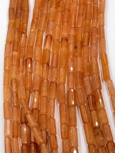 Cuentas de Aventurina Naranja Natural Facetadas en Forma de Tubo de 6x15mm a 7x18mm, Hilo de 14 Pulgadas, Cuentas de Piedras Preciosas para Compradores de Joyería en China - Product Image 2