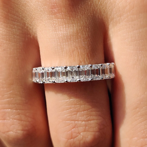Luxury <b>Moissanite</b> Baguette Eternity Band Ring Sterling Silver Mens Womens Elegant Statement <b>Jewelry</b> - Product Image 1