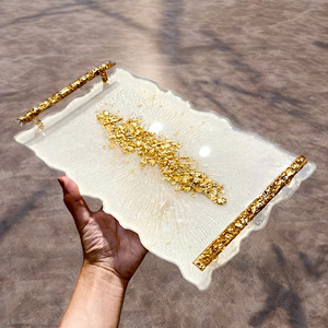 Luxury Handmade Epoxy <b>Resin</b> Serving Tray Decorative <b>Resin</b> Inlay Platter for Home Decor High-Quality <b>Clear</b> <b>Resin</b> Tea Tray - Product Image 1