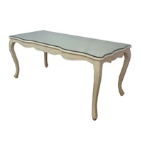 Ensemble de salle à manger antique en bois 5 pièces, table et chaises de style français peintes en blanc pour la maison, le bar, le restaurant, l'appartement, l'hôtel