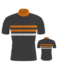 Maillot de cyclisme à manches courtes pour homme, coloris contrastés noir, jaune, gris, respirant, pour vélo de route - Product Image 2