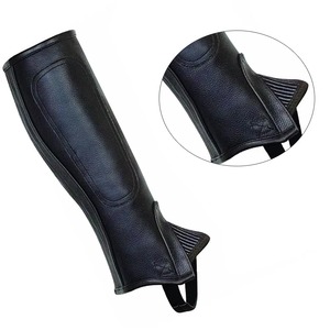 Customized Cowhide Leather Horse Riding <b>Chaps</b> Equestrian <b>Half</b> Gaiters Heavy Duty Outdoor Horseback Riding Leg Guards Straps - Product Image 3