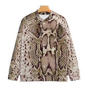 Blouson effet cuir Blouson baseball homme à motif manches longues manteaux streetwear décontractés avec poche - Product Image 1