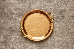 Plateau en cuivre artisanal essentiel, plateau en cuivre indien essentiel, plateau en cuivre d'exportation essentiel - Product Image 5