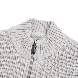 Cardigan épais à col montant zippé pour homme, en maille côtelée, chaud, avec poches, coupe ajustée, pull tricoté décontracté, gris - Product Image 4
