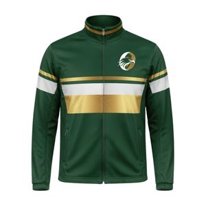 <b>Men</b> Green Gold Hockey Activewear <b>Jacket</b> Polyester Sportswear Team Training Wear Outdoor Game Uniform Performance Athletic <b>Jacket</b> - Product Image 1