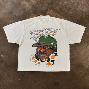 Camiseta con estampado DTG de gran tamaño personalizable para hombre, serigrafía en 100% algodón, camiseta gráfica cuadrada, tela Tery recortada - Product Image 4