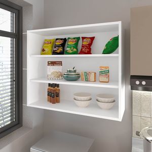 Chinle Open Storage Wall Cabinet in <b>White</b> Melamine Modern Style Wall <b>Shelves</b> - Product Image 1