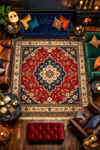Hot Selling Decorative <b>Persian</b> Inspired Solid Color Plush Hand Tufted Area <b>Rug</b> 8x10 Feet Sizes <b>Red</b> Blue Nylon Back Carpet - Product Image 1