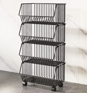 OEM/ODM Vietnam Multi Layer Carbon Steel Rolling Kitchen <b>Storage</b> Cart Pull Out <b>Basket</b> Organizer with Wheels Shelf - Product Image 1