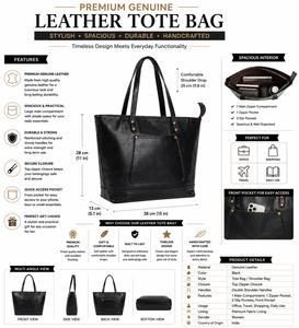 Sacs fourre-tout en cuir véritable de qualité supérieure pour femmes, élégants sacs à main faits à la main pour un usage quotidien, les voyages, le bureau et la mode - Product Image 6