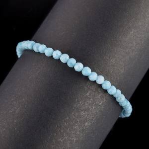 Pulsera de Plata de Ley 925 con Cuentas de Cristal de Larimar de 3 mm, Joyería Delicada Hecha a Mano con Piedras Preciosas Naturales - Product Image 5