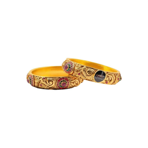 24K Gold Plated <b>Copper</b> Kada <b>Bangles</b>-Trendy Classic Fashion Bracelets for Engagement - Product Image 3