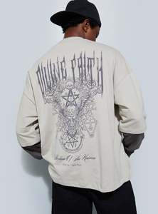 เสื้อเชิ้ตโอเวอร์ไซส์ลายกราฟิก แขนยาว สไตล์สตรีทแฟชั่น ทรงหลวมสำหรับผู้ชาย พิมพ์ลายกราฟิก - Product Image 3