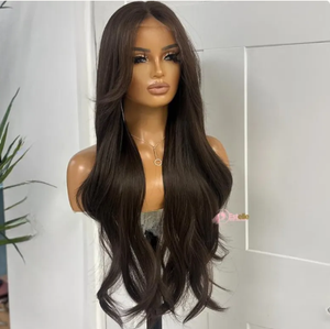 วิกผมแท้สีน้ำตาลเกาลัดแบบตรงหลายชั้น HD Lace Front ราคาโรงงาน  ถอนขนมาแล้ว เส้นผมธรรมชาติ ผมบราซิล - Product Image 4