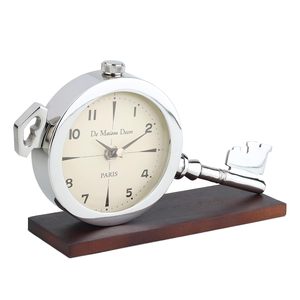 Horloge de bureau analogique à quartz Art Déco élégante avec fonction snooze, construction métallique, design classique - Product Image 3