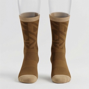 Crew <b>Socks</b> Geometric Pattern Brown Breathable <b>Running</b> <b>Socks</b> for Adults Summer Sport Wear - Product Image 1