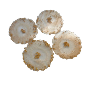 Luxury Handmade White And Gold Flake <b>Epoxy</b> <b>Resin</b> Coaster Set Flower-Shaped Heat-Resistant Decorative <b>Table</b> Mats For Home <b>Table</b> - Product Image 1