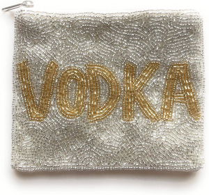 Porte-monnaie perlé VODKA Or, style bohème mignon, en toile, avec fermeture éclair, pour l'été, pochettes, pochettes à main, cadeau pour meilleure amie par MD HANDICRAFTS - Product Image 1