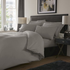 Drap plat gris doux 400TC 60s en coton respirant, ensemble de literie pour la maison, style moderne, usage adulte - Product Image 2