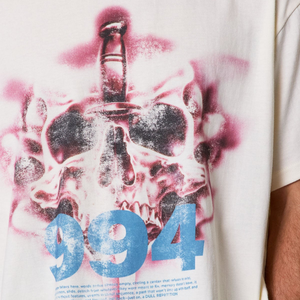 T-shirt Homme Col Rond Manches Courtes Oversize Imprimé Crâne Graphique Épaules Tombantes Streetwear Vente en Gros Personnalisé OEM Coton - Product Image 6